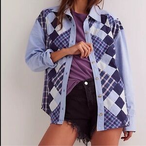 NWOT Free People Argyle Plaid Shirt
